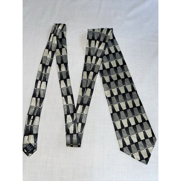 Ziggurat Dress Tie Mens Size 57" Multicolor Geometric 100% Silk Designer USA - Picture 1 of 12